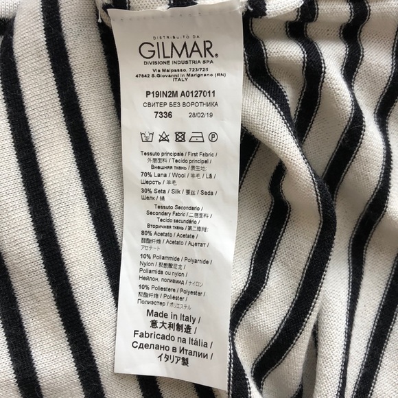 No. 21 White Black Striped Wool/Silk Blend Sweater - Picture 8 of 10